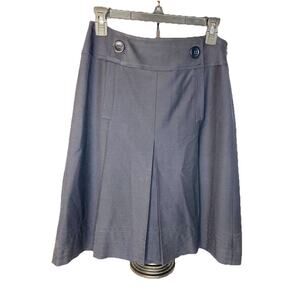 Ann Taylor Loft Aize 2 Pleated Skirt Navy Houndstooth Midi Lined